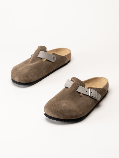 Birkenstock - Boston - Gråbruna slip-in sandaler