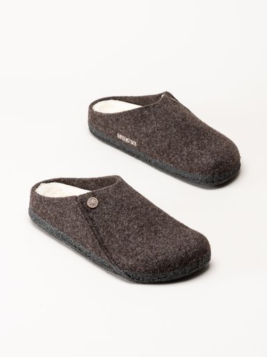 Birkenstock - Zermatt - Mörkbruna ulltofflor