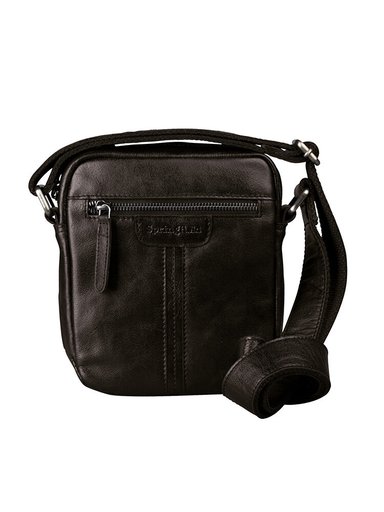 Springfield - Mörkbrun mindre axelremsväska i skinn