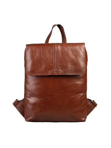 Springfield - Brun ryggsäck i skinn