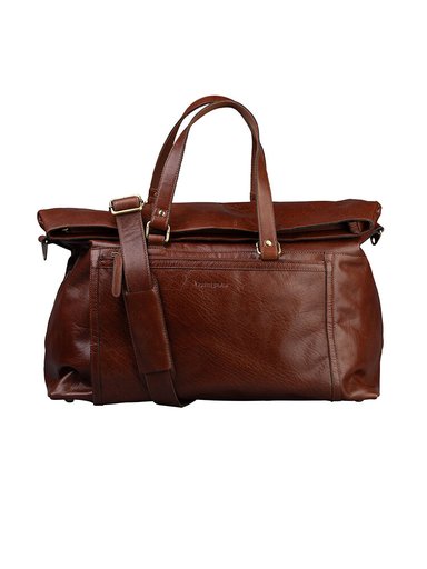 Springfield - Brun weekendbag i skinn