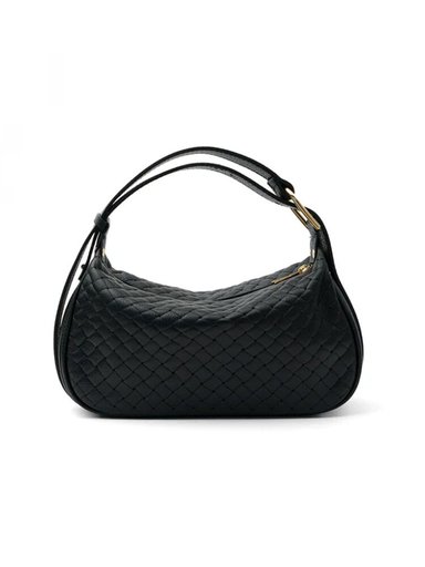 Latalia - Catania - Svart skinnväska med flätad effekt