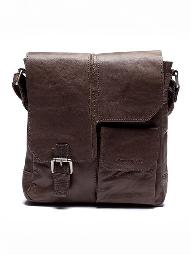 Springfield - Springfield Flapbag - Mörkbrun axelremsväska i skinn