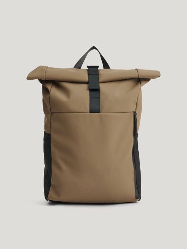 Tretorn - Wings Rolltop WP - Brun vattentålig ryggsäck i mjukt PU-material