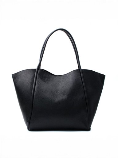 Latalia - Florence XL - Svart shopping väska XL i narvsatt skinn