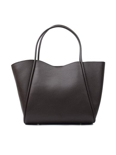 Latalia - Florence XL - Mörkbrun shopping kasse XL i narvsatt skinn