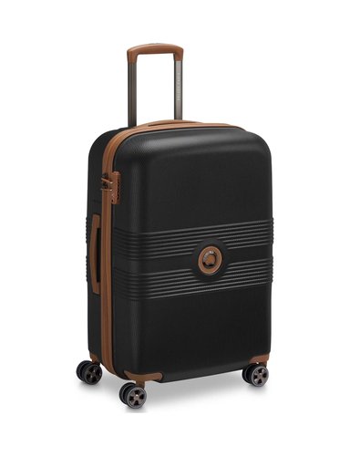 Delsey - Flanerie se M Checked Spinner - Mörkbrun expanderbar resväska
