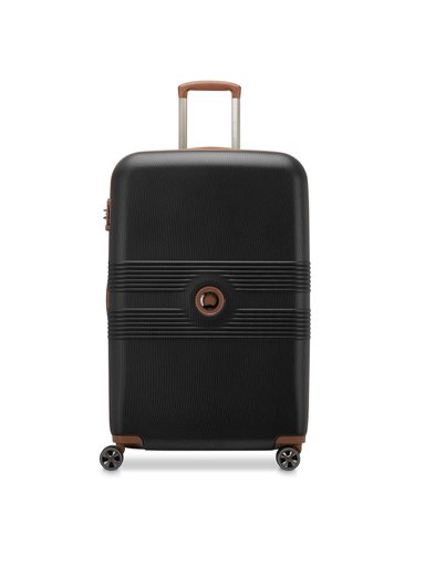 Delsey - Flanerie se L Checked Spinner - Mörkbrun expanderbar resväska