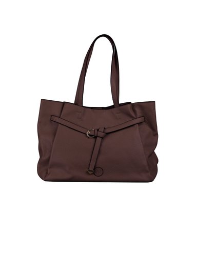 NYPD - Mörkbrun Axelväska med dekorativ knut