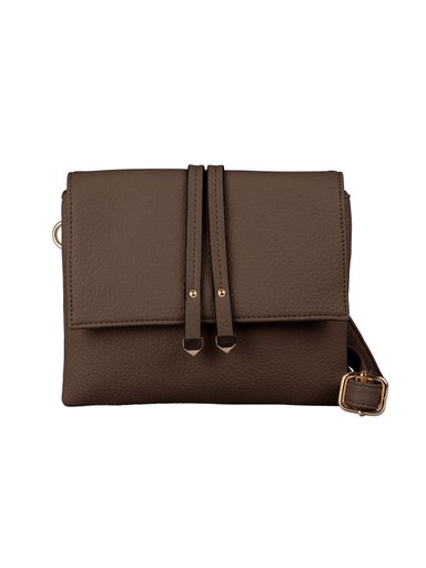 NYPD - Mörkbrun Klaffväska med remdekor