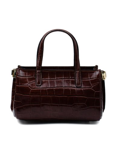 Latalia - Ancona bag croco - Brun blank väska med krokoprägling