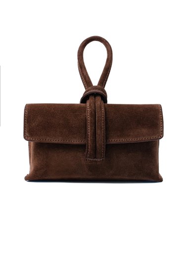 Latalia - Barletta suede - Brun handväska i mocka