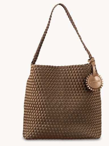 Ilse Jacobsen - Tote Bag - Brun flätad tote väska i mjukt neoprenmaterial