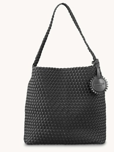 Ilse Jacobsen - Tote Bag - Svart flätad tote väska i mjukt neoprenmaterial