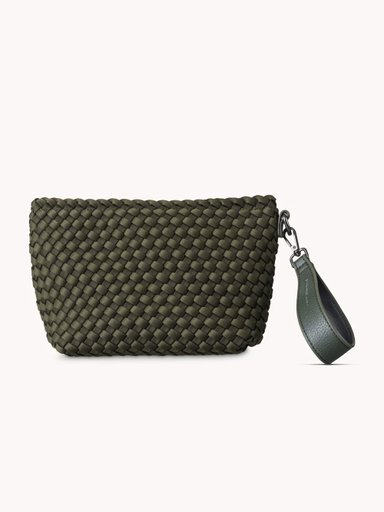 Ilse Jacobsen - Woven Clutch - Mörkgrön flätad clutch i mjukt neoprenmaterial