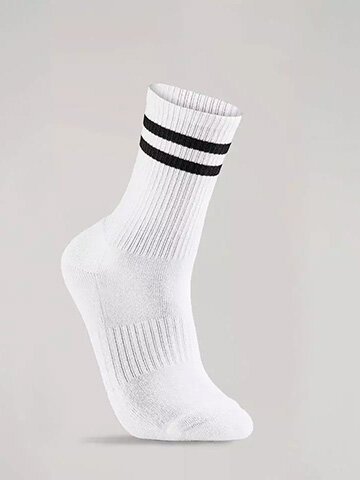 Bambusa - Vit Tennis-socka med två svarta ränder