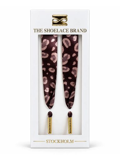 The Shoelace Brand - Burgundy Leopard 120 - Mörkröda skosnören med Leopardmönster