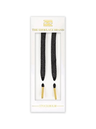 The Shoelace Brand - Glitter Black 120 - Svarta skimmrande skosnören i textil
