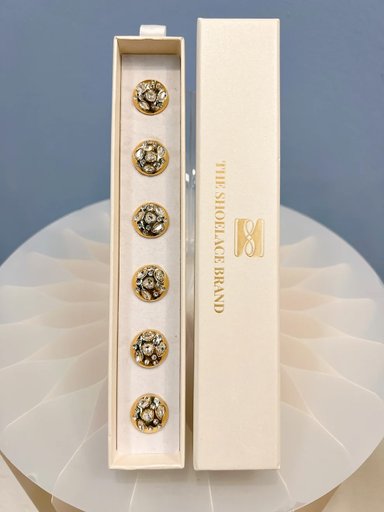 The Shoelace Brand - Ebba Medallion Button Crystal - Knappberlock 6-pack