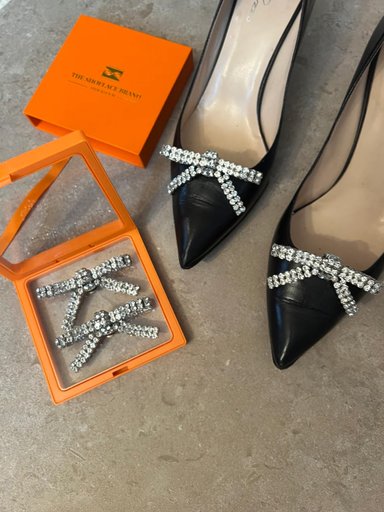 The Shoelace Brand - Shoe Charm Glitter Bow - Silvrig skoberlock rosett