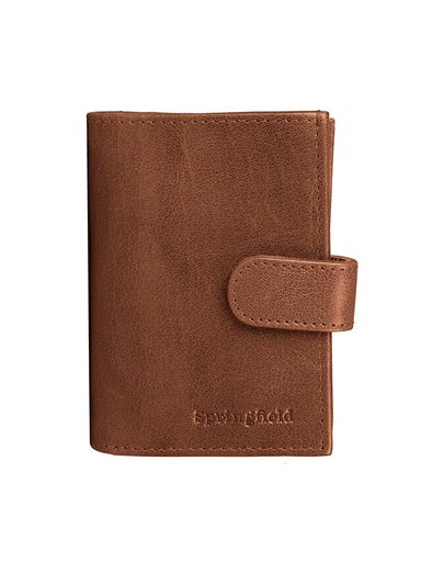 Springfield - Brun Pop-Up plånbok i skinn