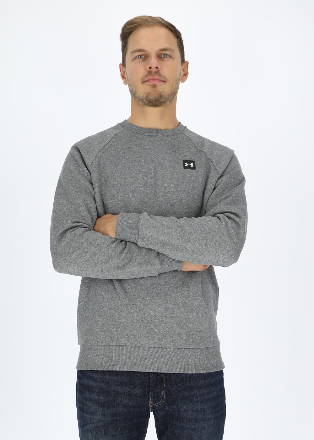 Ua Rival Fleece Crew, Pitch Gray Light Heather, S, Sweatshirts | Herr - Kläder - Tröjor - Sweatshirts | Padelspecialisterna