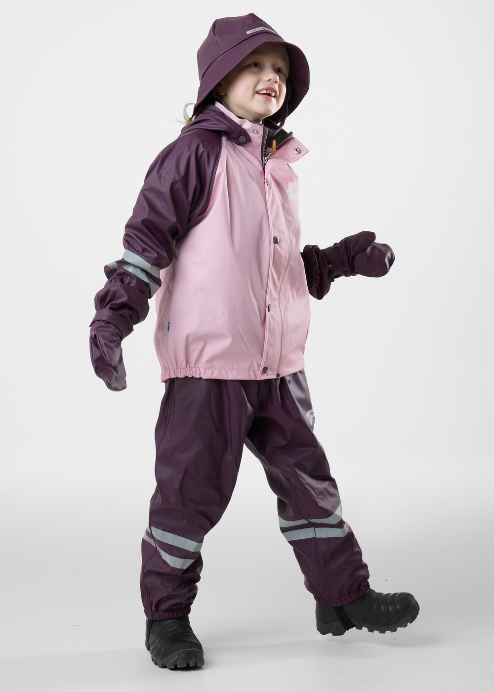 Rusk Fleece Rain Set Jr, Lt Pink/Plum, 90, Regnjackor | Junior - Kläder - Regnkläder - Regnjackor | Padelspecialisterna