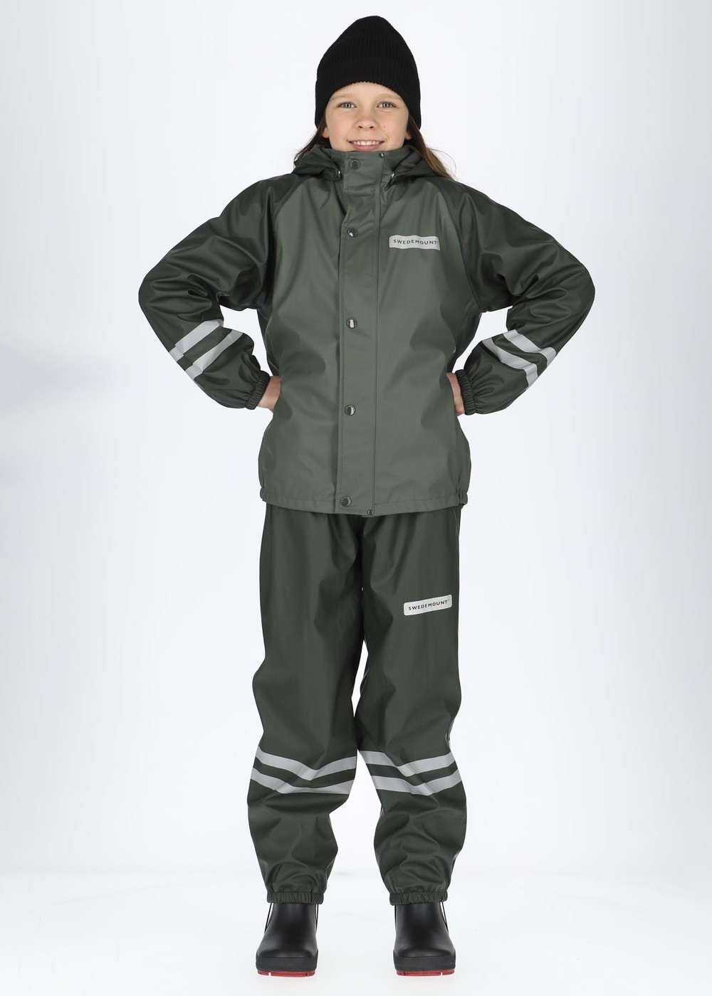 Rusk Fleece Rain Set Jr, Olive/Dk Olive, 110, Regnjackor | Junior - Kläder - Regnkläder - Regnjackor | Padelspecialisterna