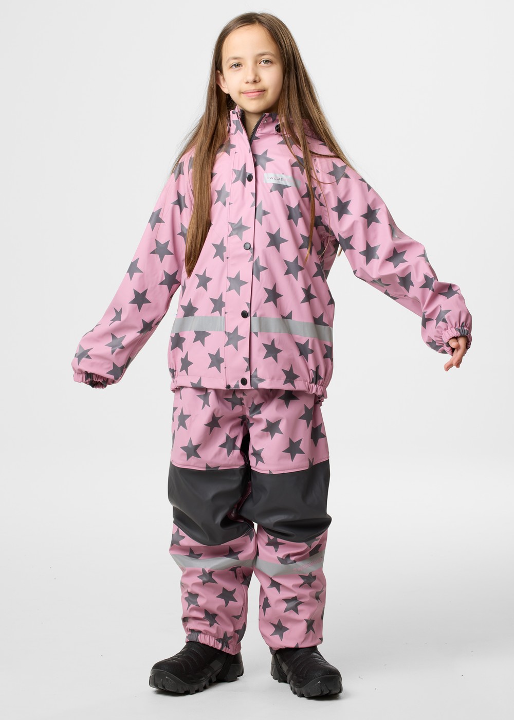 Drop Fleece Rain Set Jr, Lt. Pink/Plum, 90, Regnjackor | Junior - Kläder - Regnkläder - Regnjackor | Padelspecialisterna