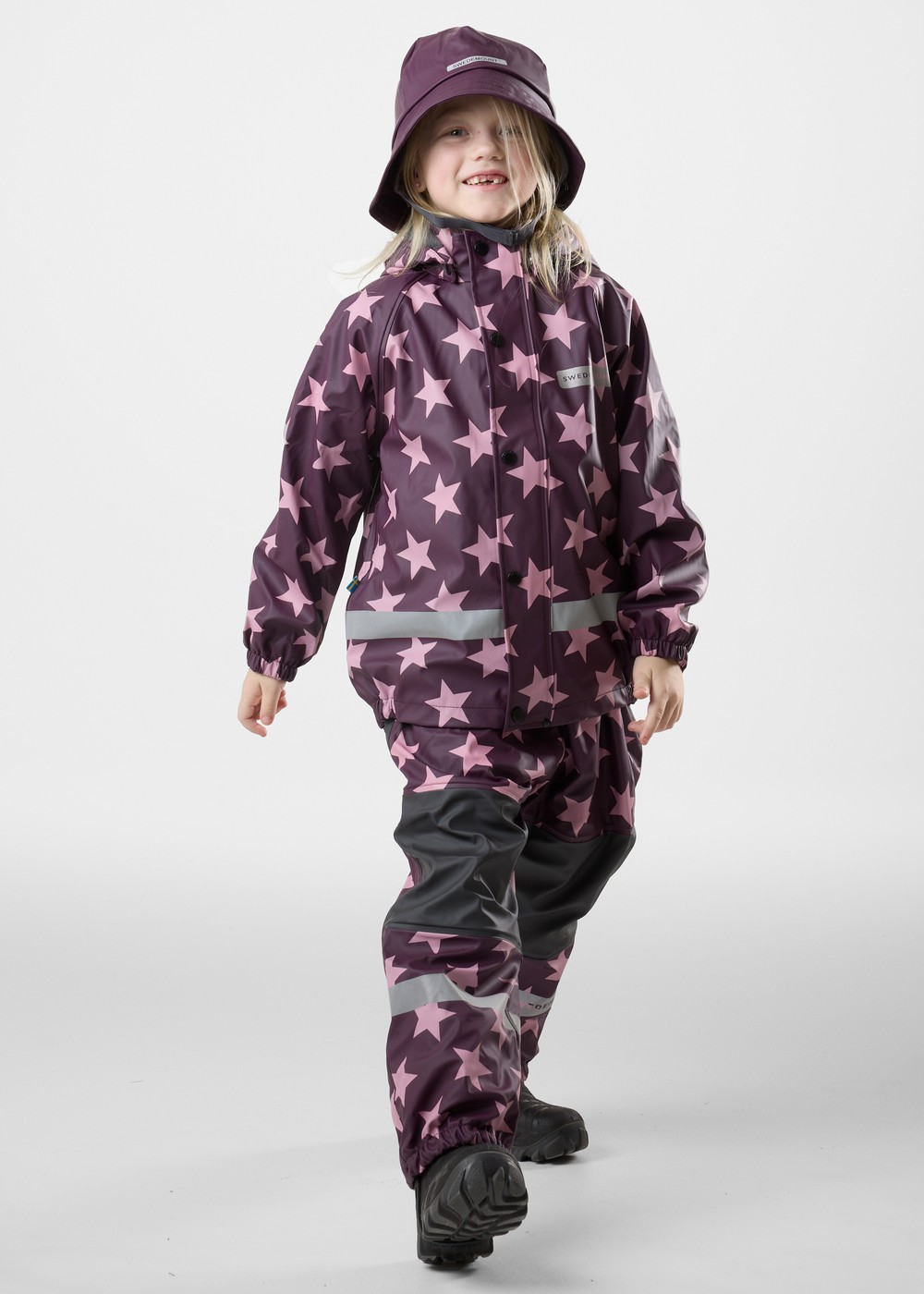 Drop Fleece Rain Set Jr, Plum/Lt. Pink, 70, Regnjackor | Junior - Kläder - Regnkläder - Regnjackor | Padelspecialisterna