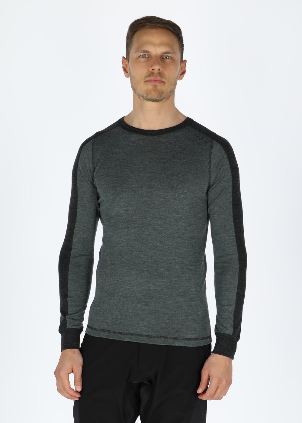 Himalaya Merino Wool Crewneck, Olive Melange/Charcoal Melange, S, Ullunderställ | Sport & aktivitet - Friluftsliv - Vandringskläder - Underställ - Ullunderställ | Padelspecialisterna
