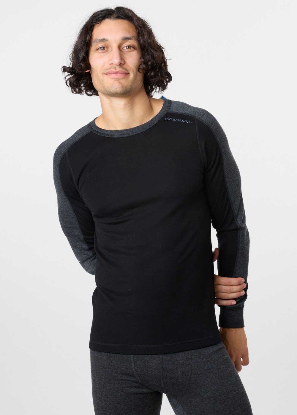 Himalaya Merino Wool Crewneck, Black/Charcoal Melange, Xl, Ullunderställ | Sport & aktivitet - Friluftsliv - Vandringskläder - Underställ - Ullunderställ | Padelspecialisterna