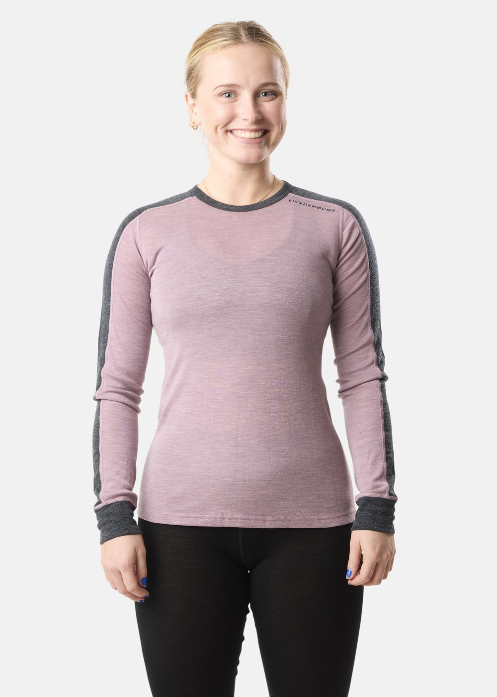 Himalaya Merino Wool Crewneck W, Dusty Rose Melange/Charcoal Me, 44, Ullunderställ | Sport & aktivitet - Friluftsliv - Vandringskläder - Underställ - Ullunderställ | Padelspecialisterna