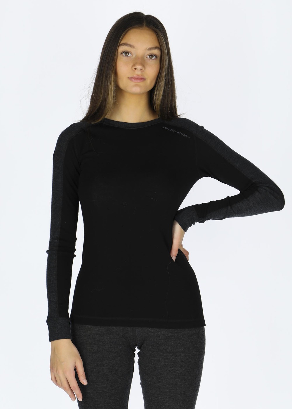 Himalaya Merino Wool Crewneck W, Black/Charcoal Melange, 44, Ullunderställ | Sport & aktivitet - Friluftsliv - Vandringskläder - Underställ - Ullunderställ | Padelspecialisterna