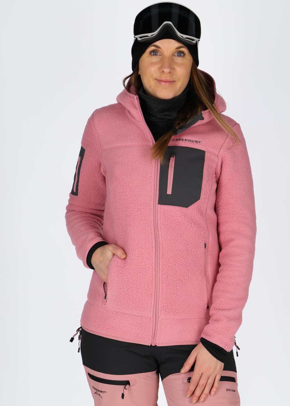 Lofoten Hooded Pile Fleece W, Dusty Rose/Charcoal, 40, Fleecetröjor | Dam - Kläder - Tröjor - Fleecetröjor | Padelspecialisterna