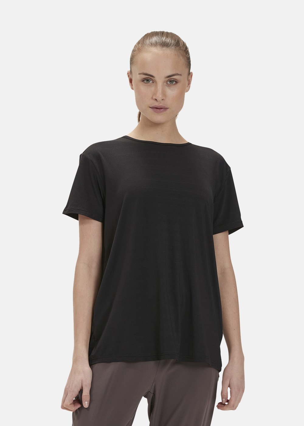 Lizzy W Slub S/S Tee, Black Melange, 44, Löpar-T-Shirts | Dam - Aktivitet - Löparkläder - Löpar-t-shirts | Padelspecialisterna