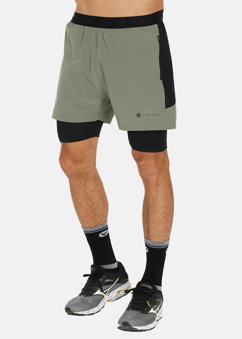 Dylan M 2-In-1 Stretch Shorts, Smoked Sage, 3xl, Shorts | Herr - KlÀder - Shorts | Padelspecialisterna