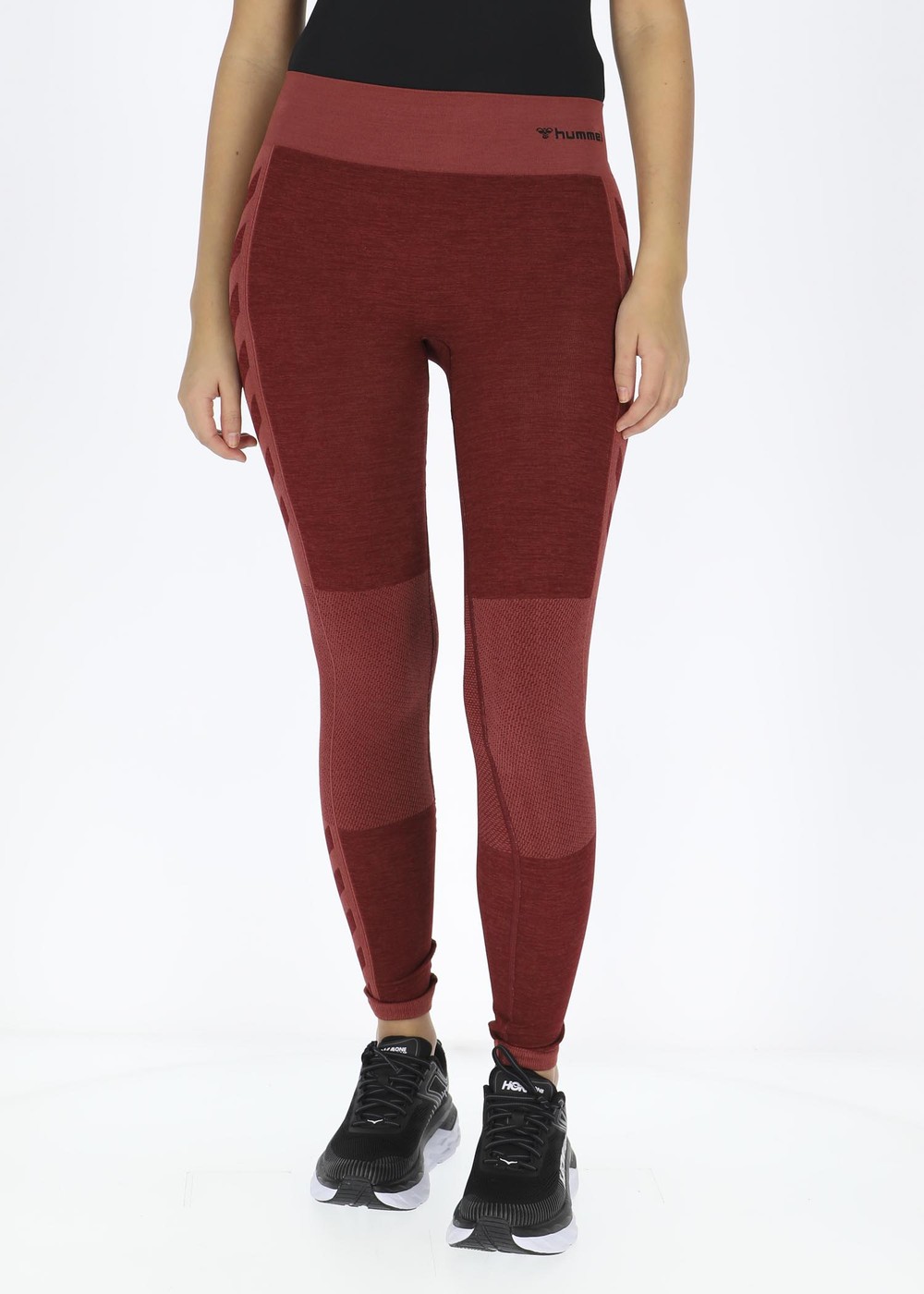 Hmlclea Seamless Mid Waist Tig, Cabernet/Apple Butter Melange, S, Långa Tights | Dam - Kläder - Tights - Långa tights | Padelspecialisterna