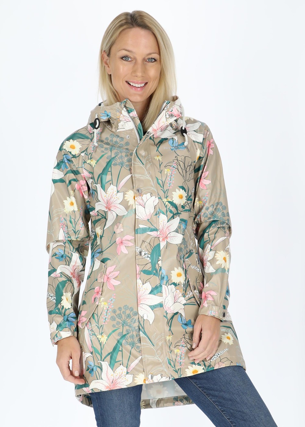 Skaftö Coat W, Beige Flower, 36, Regnjackor | Dam - Kläder - Regnkläder - Regnjackor | Padelspecialisterna