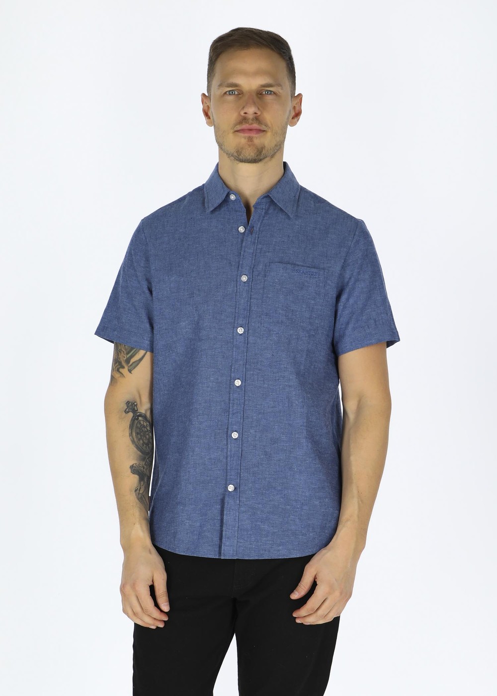 Sailor Shirt Short Sleeve, Denim Blue, L, Kortärmade Skjortor | Herr - Kläder - Skjortor - Kortärmade skjortor | Padelspecialisterna