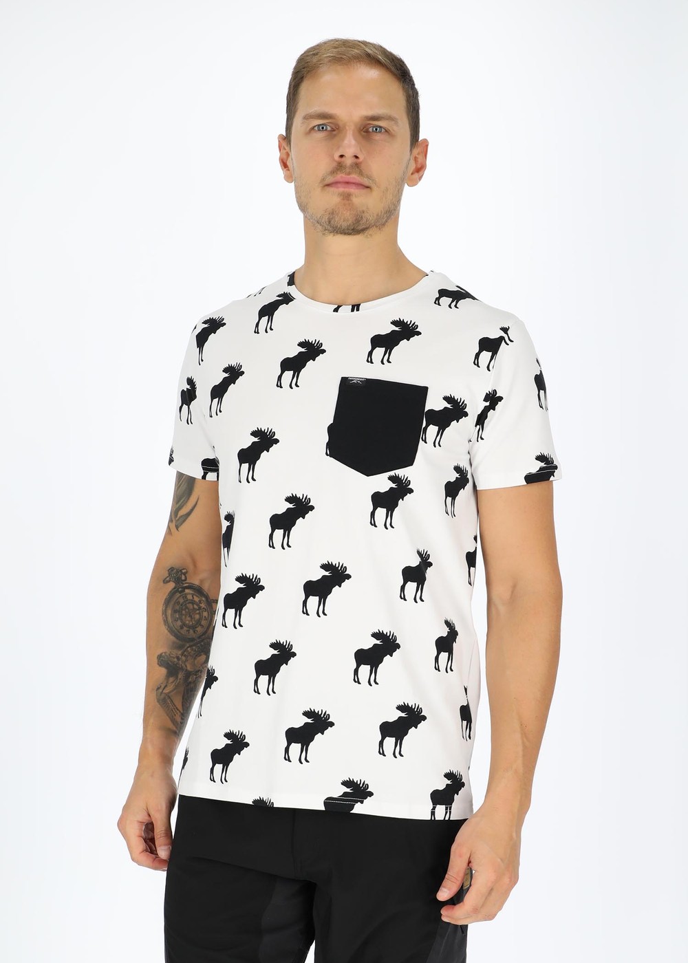 Elk Tee, White/Black, S, T-Shirts | Herr - Aktivitet - Outdoorkläder - T-shirts | Padelspecialisterna