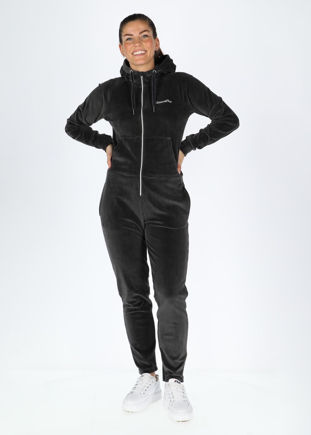 La Velour Jumpsuit W, Charcoal, 38, Dam | Mode - Mjukiskläder - Dam | Padelspecialisterna