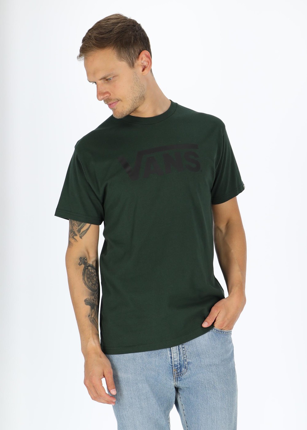 Classic Vans Tee-B, Forest/Black, S, T-Shirts | Herr - Kläder - T-shirts | Padelspecialisterna