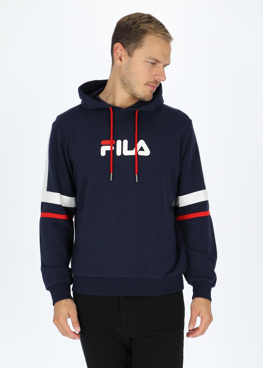 Solms Hoody With Block Strips, Black Iris Bright White True R, Xs, Hoodies | Herr - Kläder - Tröjor - Hoodies | Padelspecialisterna