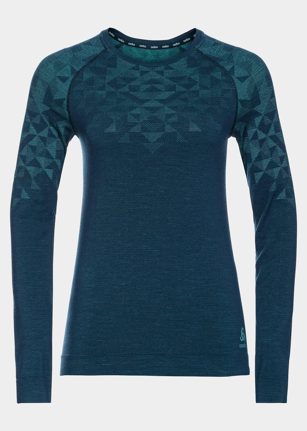 Odlo W Crew Neck L/S Kinship P, Blue Wing Teal Melange, Xs, Funktionsunderställ | Dam - Kläder - Underställ - Funktionsunderställ | Padelspecialisterna