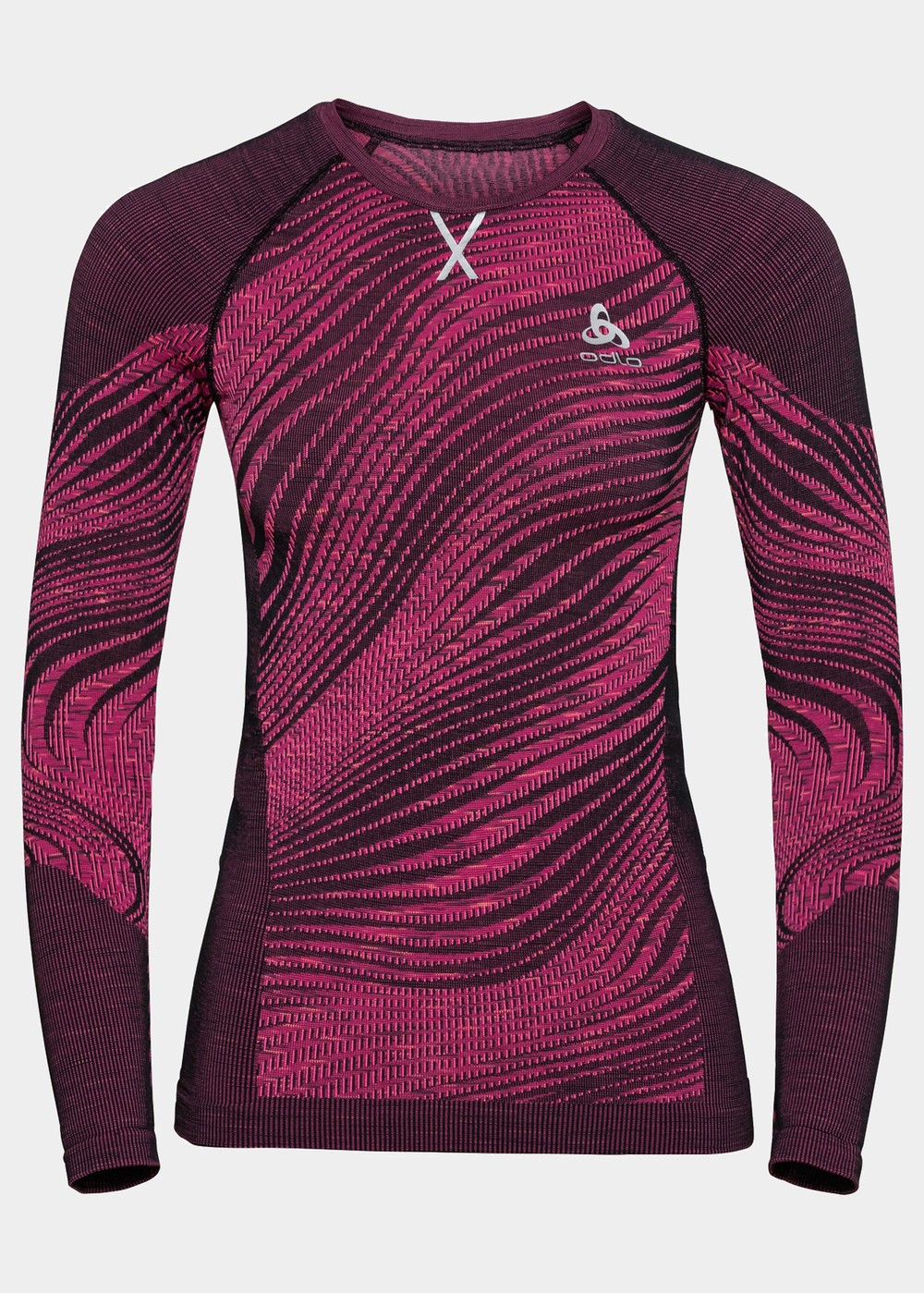 Odlo W Top Crew Neck L/S Black, Festival Fuchsia - Space Dye, Xs, Underställströjor | Dam - Kläder - Underställ - Underställströjor | Padelspecialisterna