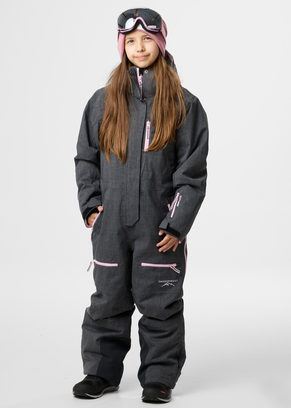 Cervinia Skisuit Jr, Charcoal Melange/Light Pink, 150, Vinteroveraller | Junior - Kläder - Overaller - Vinteroveraller | Padelspecialisterna