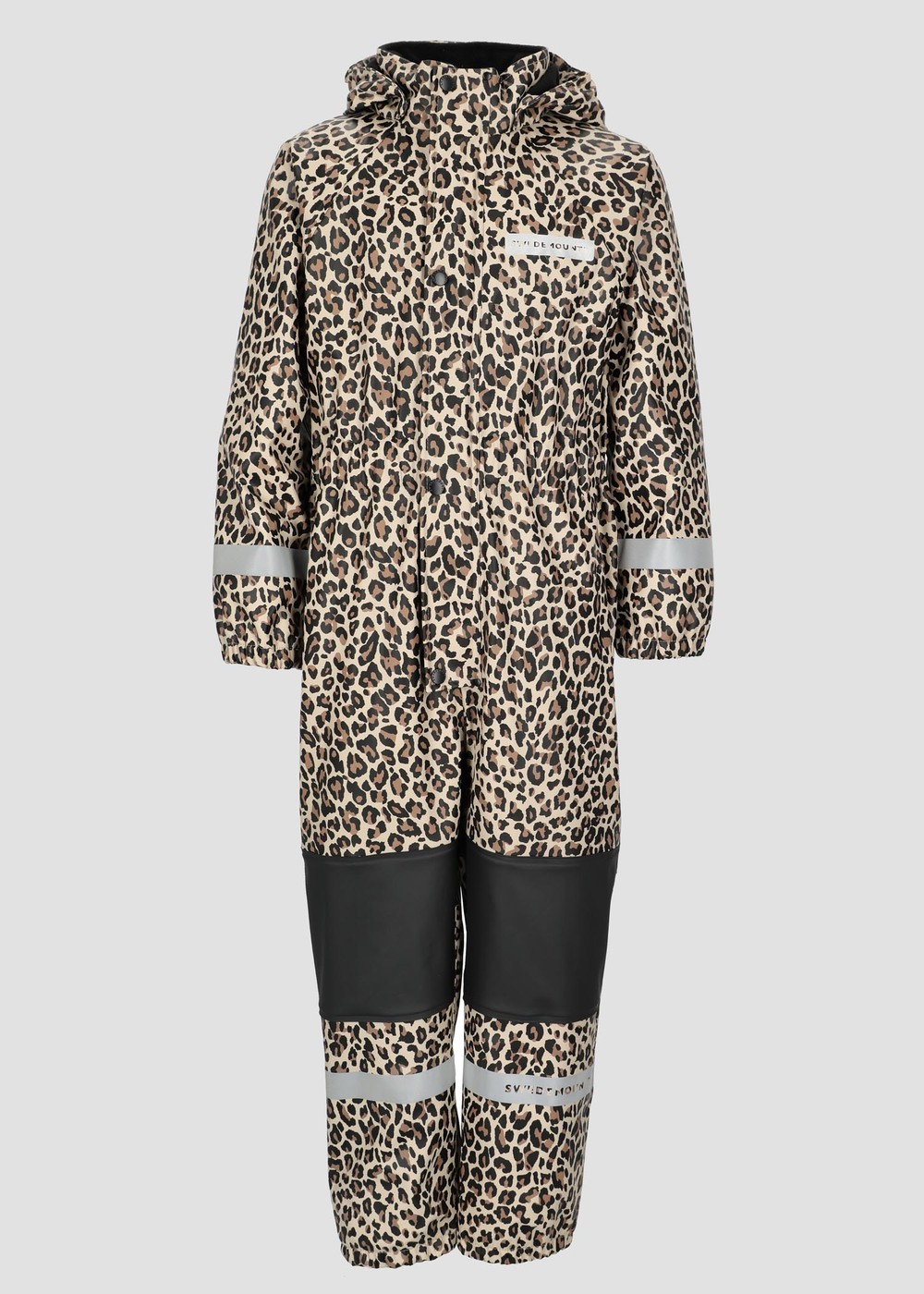 Drop Fleece Rain Suit Jr, Black/Leopard, 90, Fleeceoveraller | Junior - KlÀder - Overaller - Fleeceoveraller | Padelspecialisterna