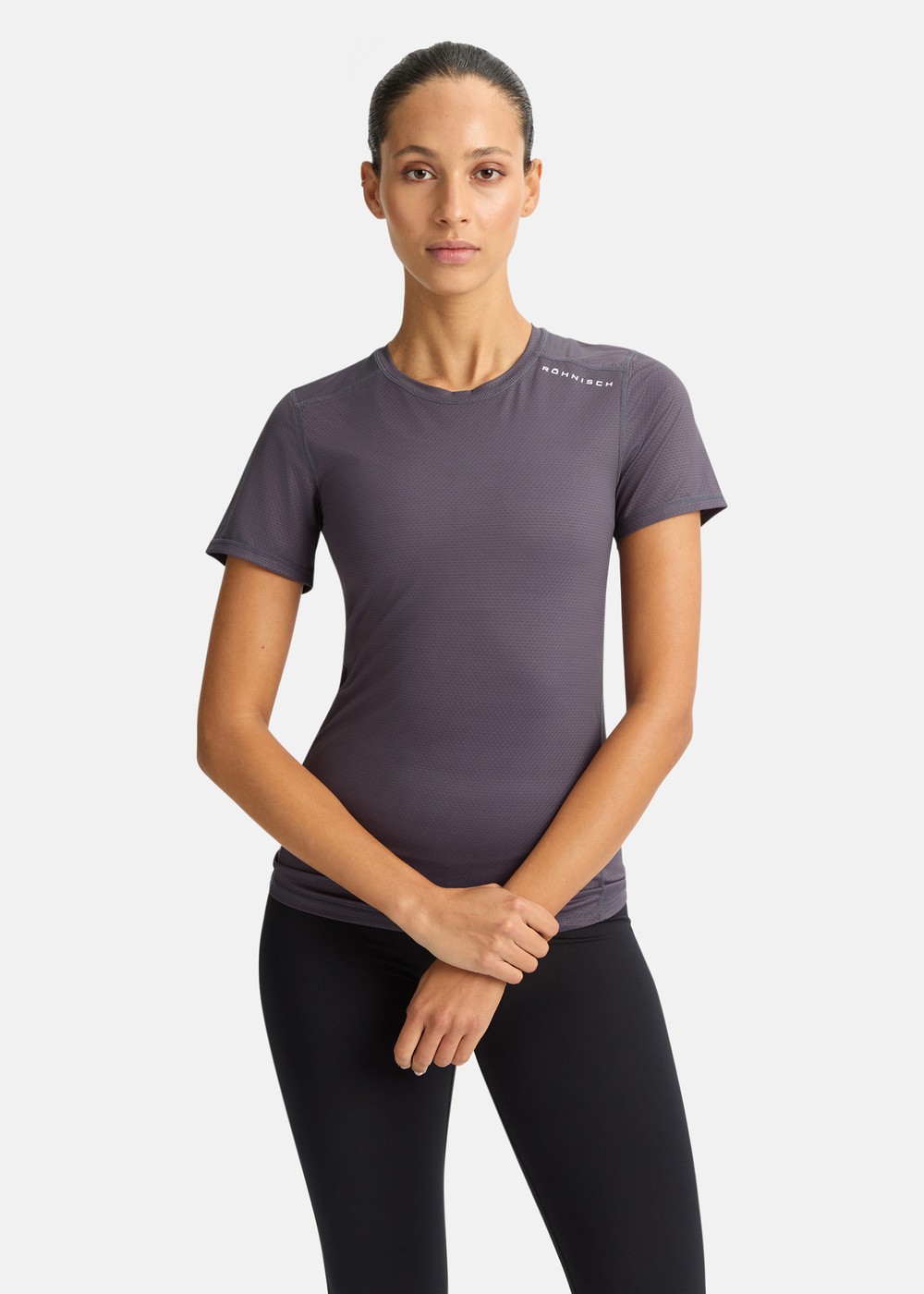 Jacquard Tee, Dk Grey Plum, Xs, Tränings-T-Shirts | Dam - Aktivitet - Träningskläder - Tränings-t-shirts | Padelspecialisterna