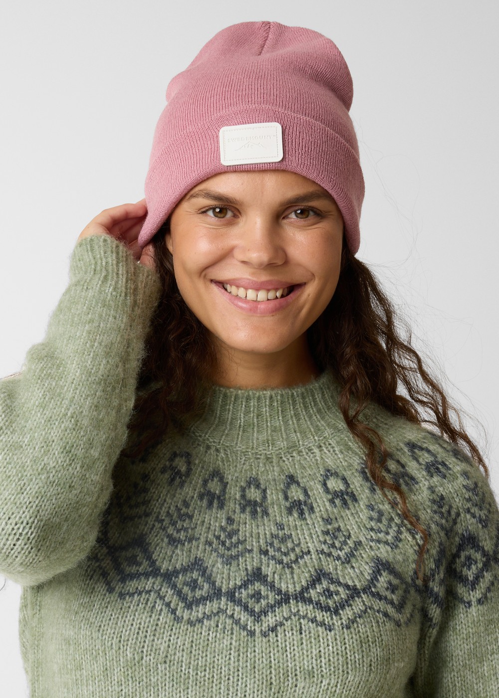 Nordic Wool Beanie, Dusty Rose/Off White, Onesize, Mössor | Dam - Aktivitet - Outdoorkläder - Mössor | Padelspecialisterna